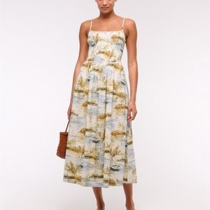 Abercrombie Dipped Waist Smocked Midi Dress